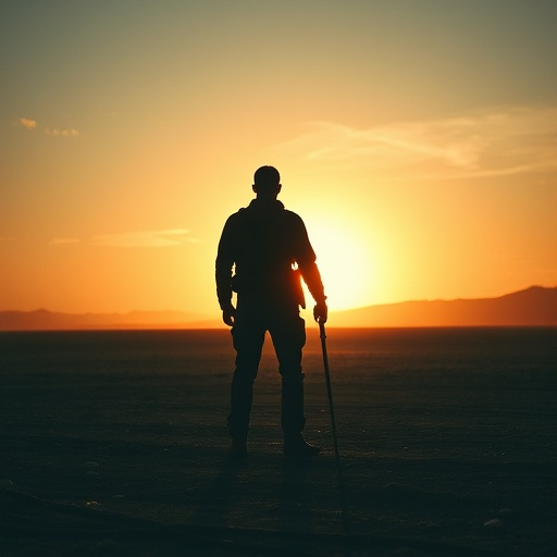 Silhouetted Against the Setting Sun: A Moment of Tranquility