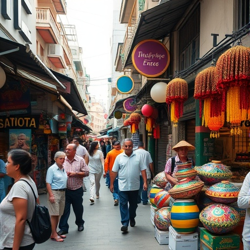 A Symphony of Colors: Life and Energy in a Bustling Street Market