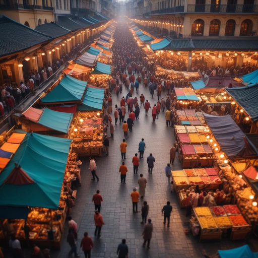 A Symphony of Colors and Life: A Bird’s Eye View of a Bustling Market