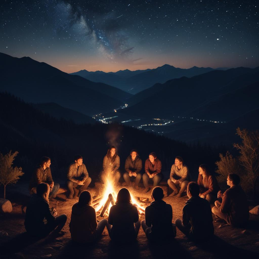 Starry Night Campfire: Tranquility Under the Milky Way