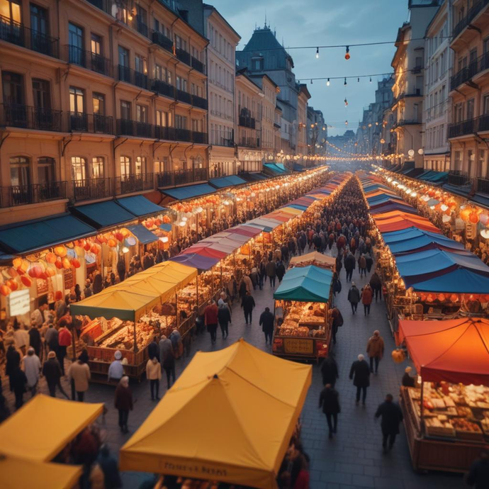 Immerse Yourself in the Festive Buzz of a European Street Market