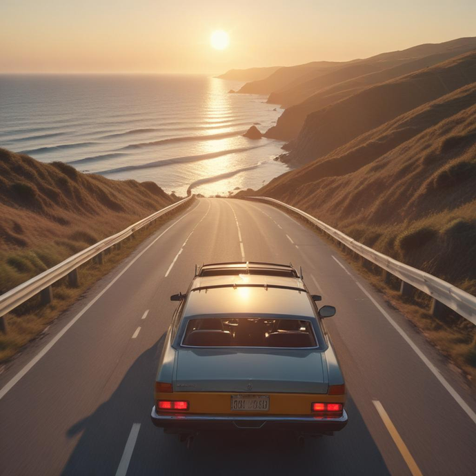 Chasing the Sunset on a Winding Coastal Road