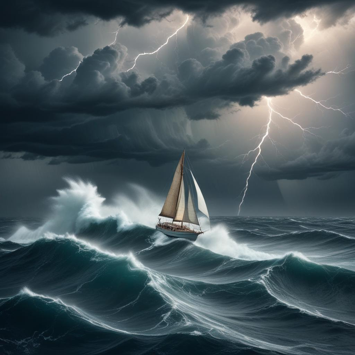 Caught in the Storm’s Fury: A Sailboat Battles the Elements