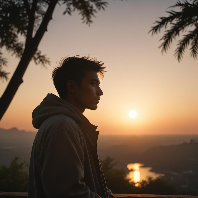 Silhouetted Against the Setting Sun: A Moment of Contemplation