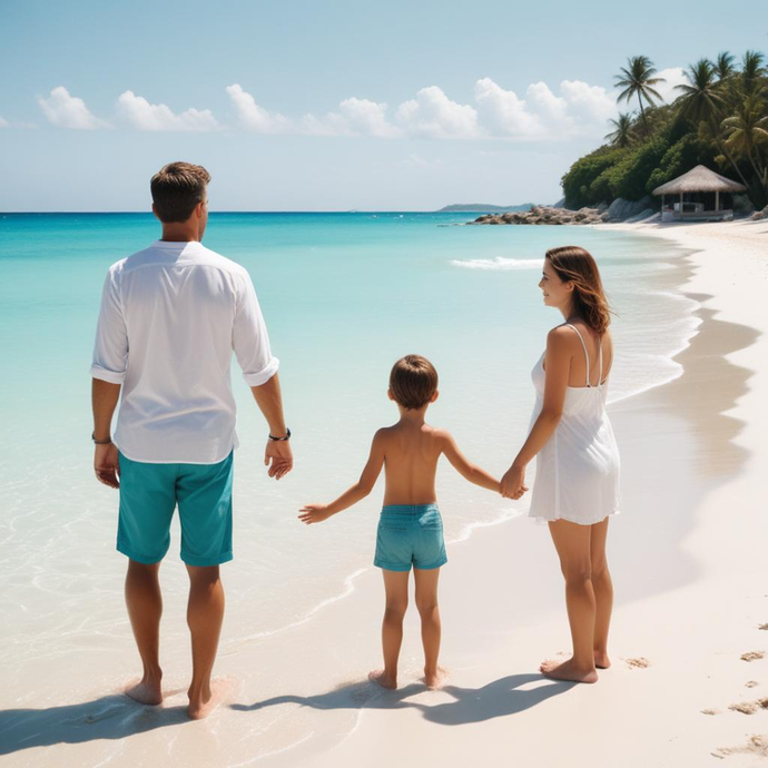 Family Bliss on a Pristine Beach