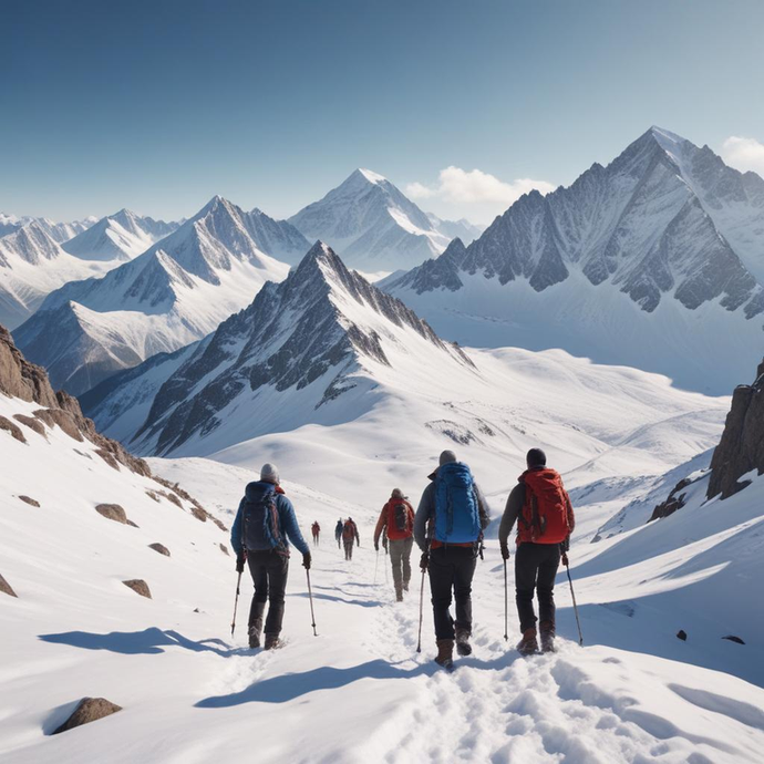 Awe-Inspiring Views: Hikers Conquer Snowy Peaks