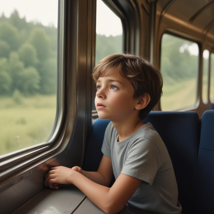 A Boy’s Silent Journey: A Moment of Melancholy and Mystery