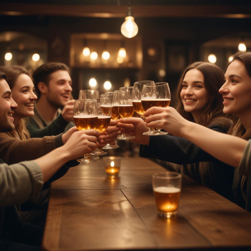 Cheers to Friendship: A Toast in the Dimly Lit Bar