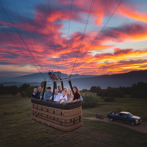 Sunset Adventure: Hot Air Balloon Ride Against a Breathtaking Sky