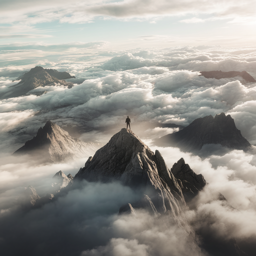 Silhouetted Against the Sunset, a Moment of Solitude Atop the Peak