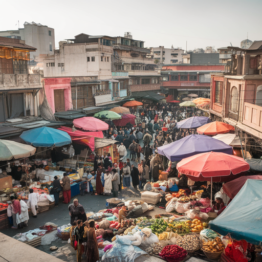 A Bird’s Eye View of Bustling Market Life