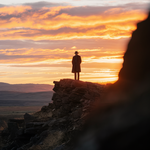 Silhouetted Solitude: A Moment of Contemplation at Sunset