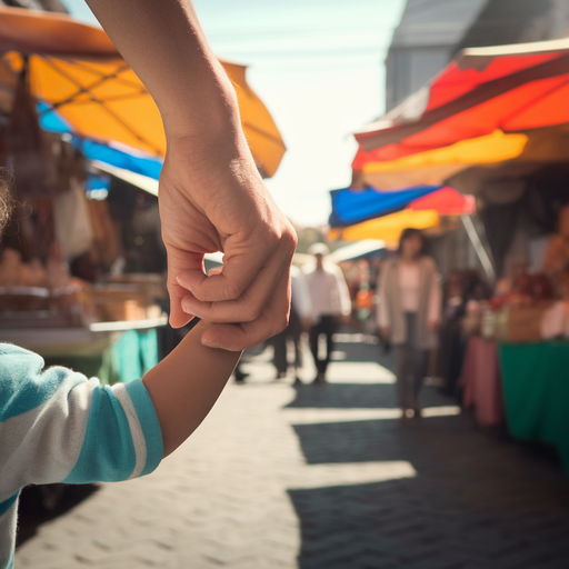 A Blur of Love: Capturing the Tender Bond in a Busy Market