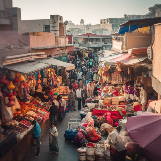 A Symphony of Colors and Chaos: Life in the Bustling Marketplace