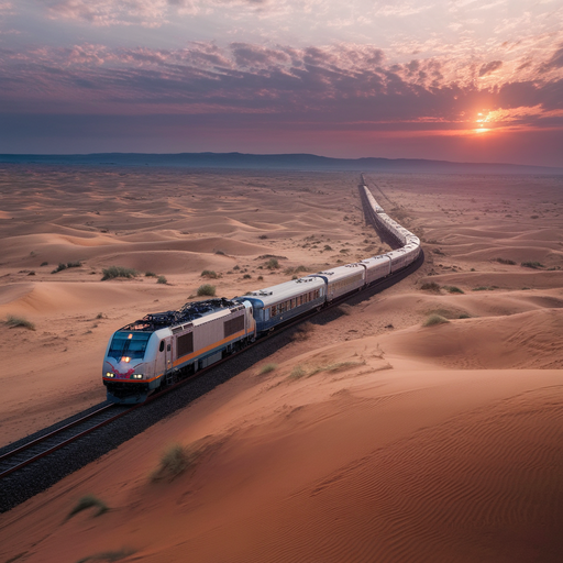 Sunset Serendipity: A Train Disappears into the Desert