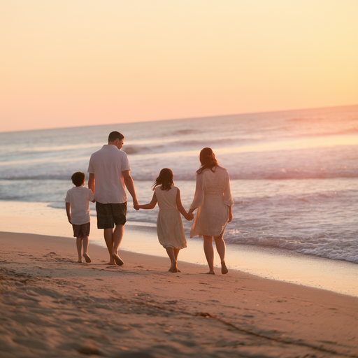 Sunset Serenity: A Family’s Beachside Bliss