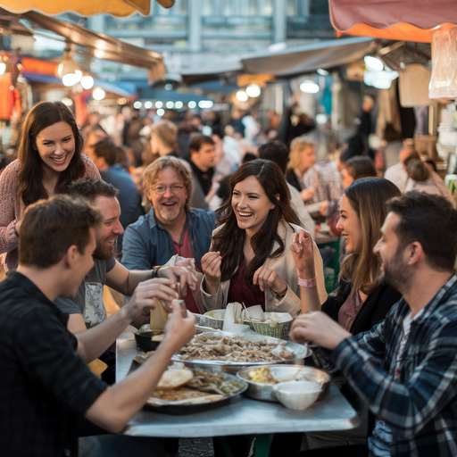 Friends, Food, and Laughter: A Moment of Joy at the Market