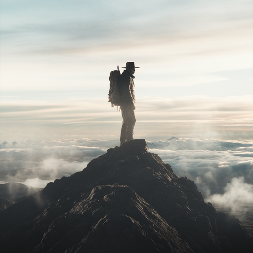 Silhouetted Against the Clouds: A Hiker’s Moment of Solitude