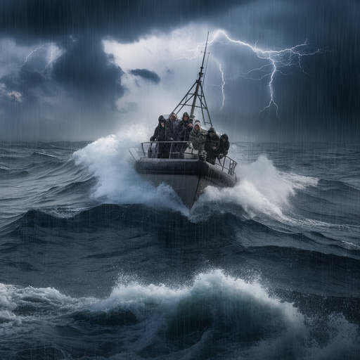 Battling the Storm: A Boat Braves the Elements