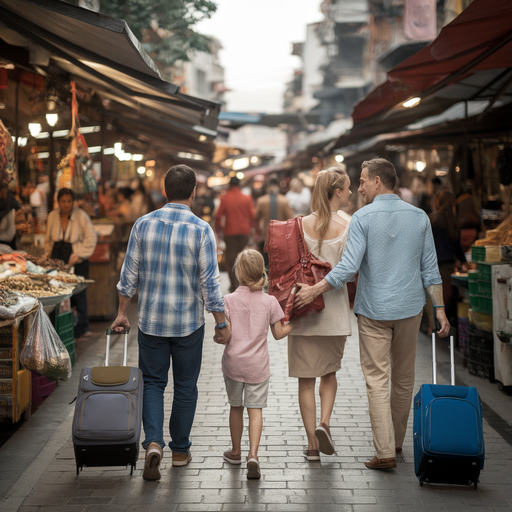 Family Adventure in a Bustling Market