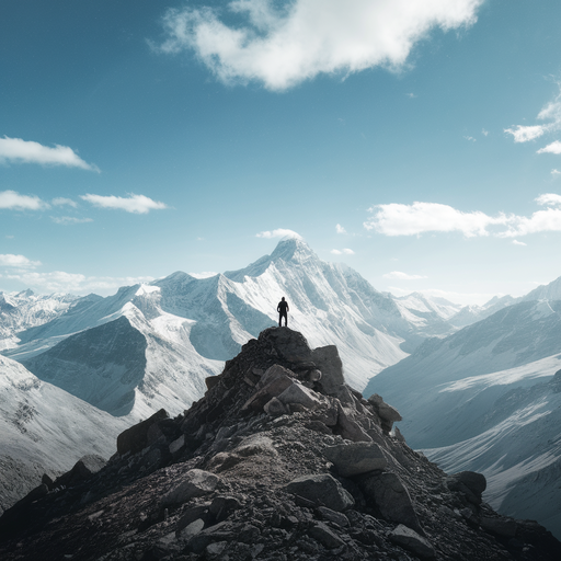 A Moment of Solitude Amidst the Majestic Peaks