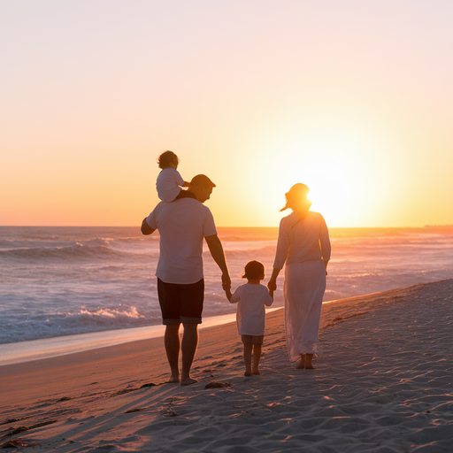 Sunset Stroll: A Family’s Golden Moment