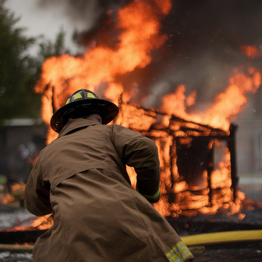 Firefighter Braces Against the Blaze