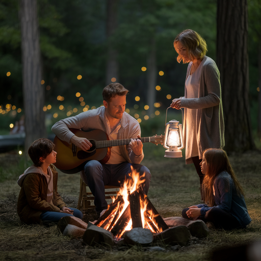 Campfire Harmony: A Family’s Night Under the Stars