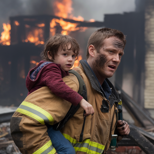 Heroic Firefighter Rescues Child from Burning Building