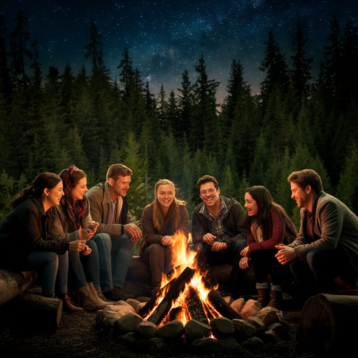 Campfire Tales Under a Starry Sky