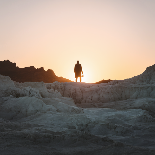 Silhouetted Hope in a Sunset Landscape