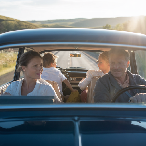 Sun-Kissed Nostalgia: A Family Road Trip in a Classic Car