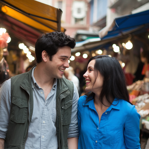 Love Blooms in the Market: A Couple’s Romantic Stroll