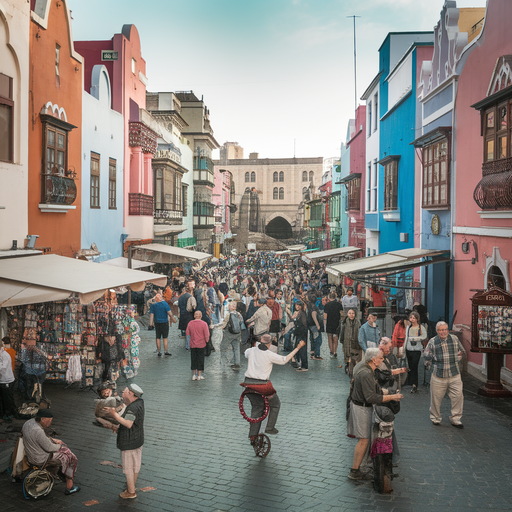 A Symphony of Colors and Motion: Life in a European Street Market