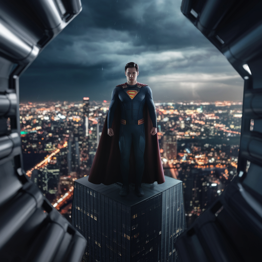 Superman: A Lone Figure Against the Cityscape