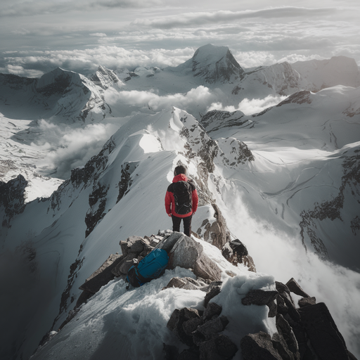 A Hiker’s Solitude Amidst Majestic Peaks