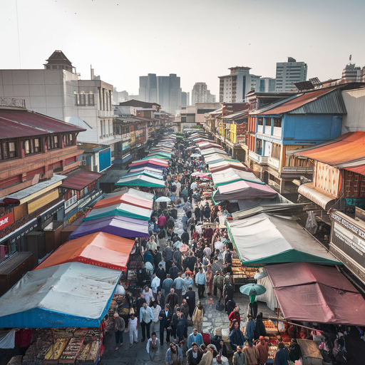 A Bird’s Eye View of Bustling Market Life