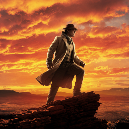 A Lone Cowboy Faces the Fiery Sunset