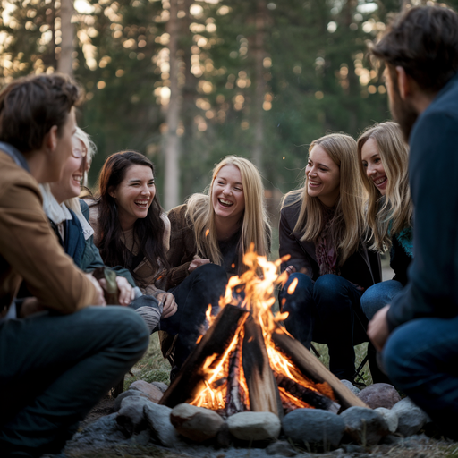 Campfire Magic: Friends Gather for a Night of Laughter and Warmth