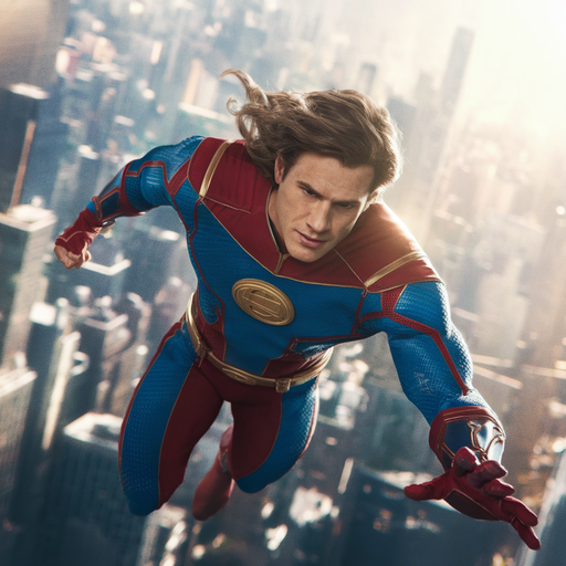 Soaring Above the City: A Superhero’s Dramatic Flight