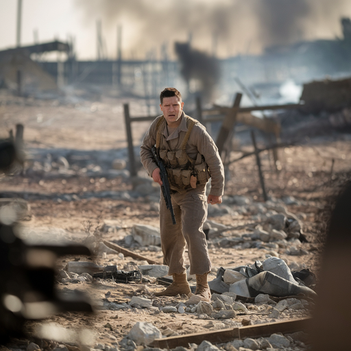 Amidst the Ruins, a Soldier’s Tense Vigil