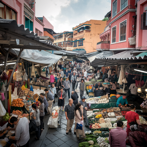 A City Market Bustles with Life