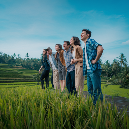 Friends Find Joy in the Rice Paddy Fields