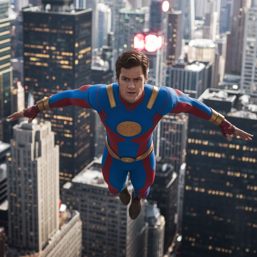 Soaring Above the City: A Superhero’s Moment of Power