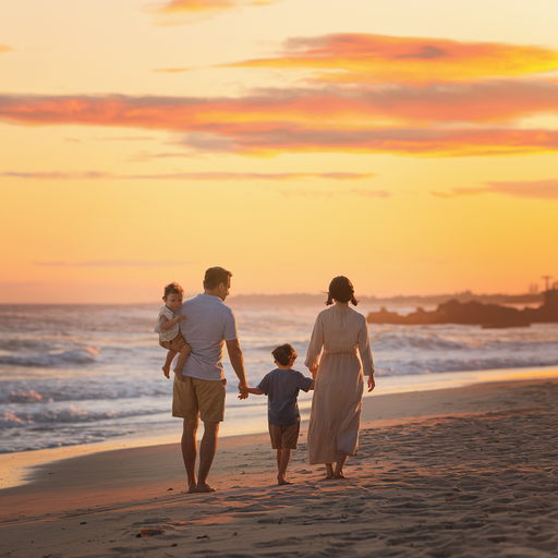 Sunset Stroll: A Family’s Moment of Joy