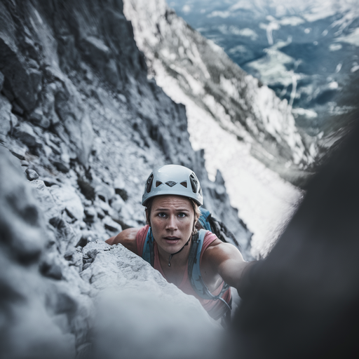 The Climber’s Gaze: Intensity and Determination on the Rock Face