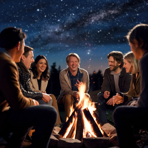 Campfire Nights: Cozy Friendships Under a Starry Sky