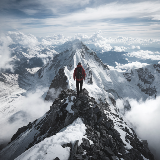 A Hiker’s Solitude Amidst Majestic Peaks