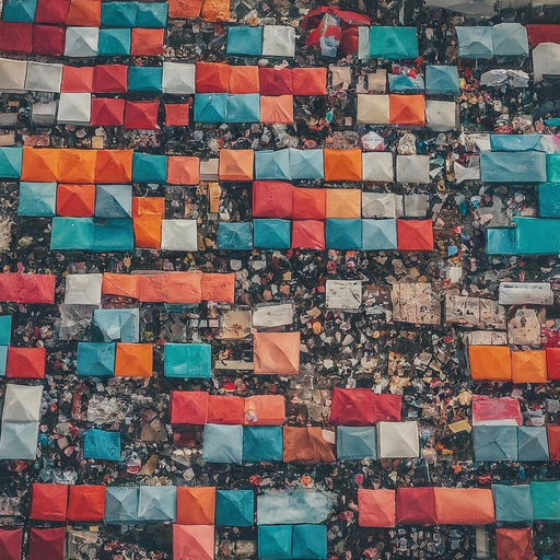 A Sea of Color: Aerial View of a Bustling Marketplace