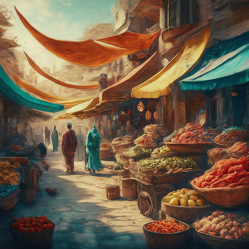 A Symphony of Colors: Capturing the Bustling Energy of a Middle Eastern Market